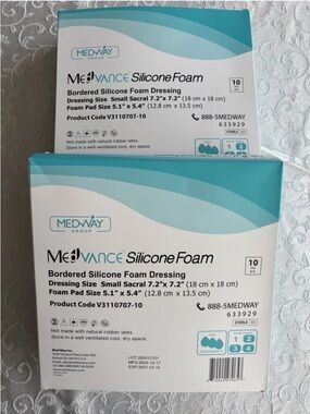 2 Boxes MedVance Silicone Bordered Adhesive Small Sacral Dressing 7"x7" Medway